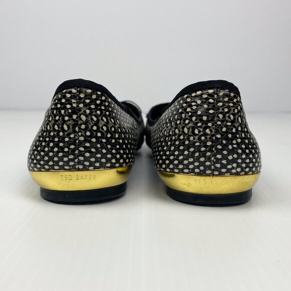 Ted Baker London balletcore bow IMME Textile leather black whiteballet flats s41 - Picture 7 of 9